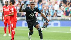 Aug 8, 2023; St. Paul, MN, USA; Minnesota United midfielder Joseph Rosales (8) celebrates his goal against the Toluca during the first half at Allianz Field. Mandatory Credit: Matt Krohn-USA TODAY Sports