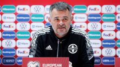 Soccer Football - World Cup Qualifiers Europe - Georgia Press Conference, Tbilisi, Georgia - March 27, 2021 Georgia coach Willy Sagnol during the press conference REUTERS/Irakli Gedenidze