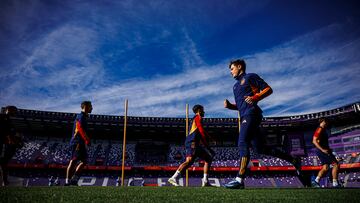 Los internacionales españoles, en el entrenamiento en el José Zorrilla.