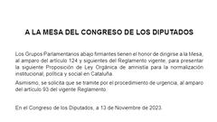 El PSOE registra la ley de amnistía en solitario: el texto completo