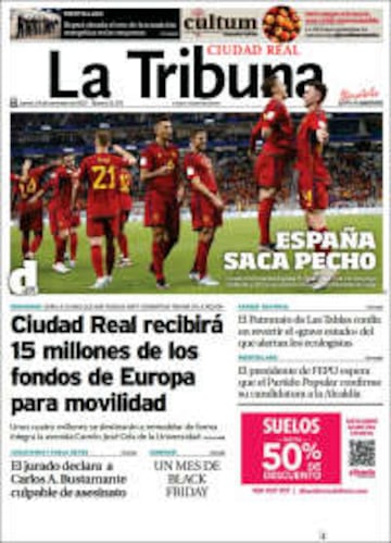 La Roja protagonista de las portadas de la prensa española