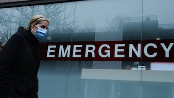A nurse during a protest outside a hospital against the lack of medical supplies in New York.