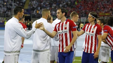 Saludo de Atl&eacute;tico y Real Madrid en Mil&aacute;n.