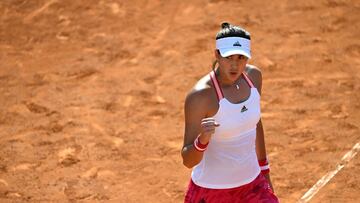 Tennis - WTA Premier 5 - Italian Open - Foro Italico, Rome, Italy - September 17, 2020 Spain's Garbine Muguruza reatcs during her second round match against Cori Gauff of the U.S. Pool via REUTERS/Riccardo Antimiani