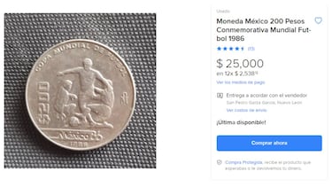 La moneda del Mundial de México 1986 de 200 pesos que se vende en 25 mil