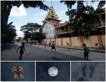 En Myanmar se juega incluso con chanclas.