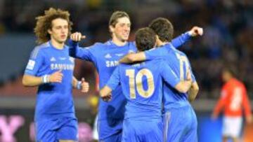 ALEGR&Iacute;A DEL CHELSEA. Los jugadores del Chelsea, con Fernando Torres y Mata al frente, se felicitan tras un gol. El equipo ingl&eacute;s es el conjunto a evitar.