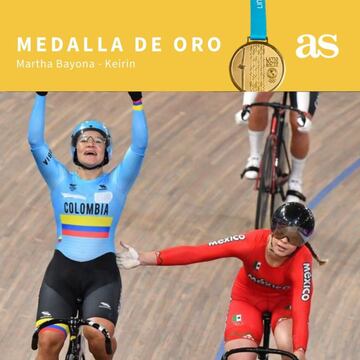 Martha Bayona se impuso en el keirin ante la cubana Lisandra Guerra, que obtuvo la plata y la mexicana Paola Verdugo que se quedó con el bronce.