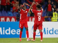 AME3995. CALI (COLOMBIA), 15/04/2026.- Jugadores de América celebran un gol este miércoles, en un partido de la fase de grupos de la Copa Sudamericana entre América de Cali y Alianza Atlético en el estadio Olímpico Pascual Guerrero en Cali (Colombia). EFE/ Ernesto Guzmán Jr