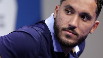 Rayan Cherki, en conferencia de prensa.