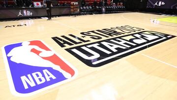 SALT LAKE CITY, UT - FEBRUARY 17: A view of the court before the Rising Stars Practice as part of 2023 NBA All Star Weekend on Friday, February 17, 2023 at the Jon M. Huntsman Center in Salt Lake City, Utah. NOTE TO USER: User expressly acknowledges and agrees that, by downloading and/or using this Photograph, user is consenting to the terms and conditions of the Getty Images License Agreement. Mandatory Copyright Notice: Copyright 2023 NBAE (Photo by Ned Dishman/NBAE via Getty Images)