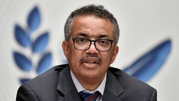 FILE PHOTO: World Health Organization (WHO) Director-General Tedros Adhanom Ghebreyesus attends a news conference organized by Geneva Association of United Nations Correspondents (ACANU) amid the COVID-19 outbreak, caused by the novel coronavirus, at the 