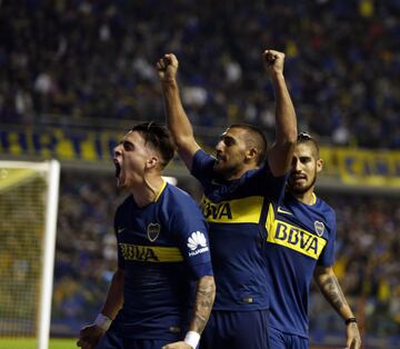 Buenos Aires 06 Mayo 2018, Argentina
SUPERLIGA 2018
Boca Juniors vs Union de santa Fe, en el Estadio La Bombonera.
Gol y festejo de Ramon Abila de Boca Juniors
Foto Ortiz Gustavo
