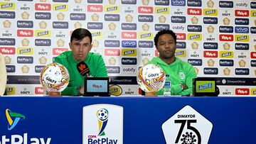 Jhon Jairo Bodmer y Dorlan Pabón en la rueda de prensa previa a la final ida de la Copa BetPlay.