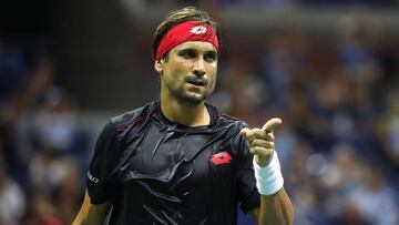 NEW YORK, NY - AUGUST 27: David Ferrer of Spain reacts during his men&#039;s singles first round match against Rafael Nadal of Spain on Day One of the 2018 US Open at the USTA Billie Jean King National Tennis Center on August 27, 2018 in the Flushing neig