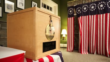 A view of a locked ballot box in Dixville Notch, New Hampshire, U.S., November 4, 2024. REUTERS/Reba Saldanha