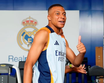 Mbappé entrenando en Valdebebas.