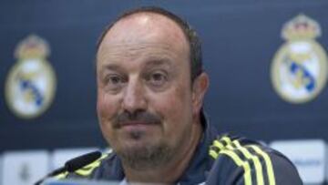 Rafa Benitez, técnico del Real Madrid., en rueda de prensa.