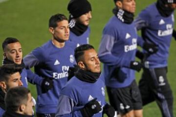 James Rodríguez entrena al lado de sus compañeros del Real Madrid en Yokohama, Japón, pensando en el Mundial de Clubes y el América de México, su primer rival.