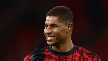 Soccer Football - Premier League - Liverpool v Manchester United - Anfield, Liverpool, Britain - December 17, 2023 Manchester United's Marcus Rashford during the warm up before the match REUTERS/Molly Darlington NO USE WITH UNAUTHORIZED AUDIO, VIDEO, DATA, FIXTURE LISTS, CLUB/LEAGUE LOGOS OR 'LIVE' SERVICES. ONLINE IN-MATCH USE LIMITED TO 45 IMAGES, NO VIDEO EMULATION. NO USE IN BETTING, GAMES OR SINGLE CLUB/LEAGUE/PLAYER PUBLICATIONS.