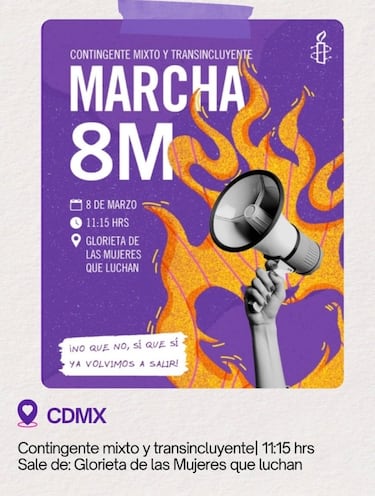 Marcha 8M por Día de la Mujer en CDMX: contingentes, horarios y puntos de reunión este 2026