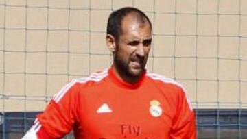 Diego L&oacute;pez, ayer entren&aacute;ndose en Valdebebas.
 