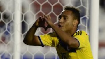 Jarlan Barrera celebra el gol ante Argentina 