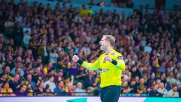 El portero español de balonmano Nacho Biosca, durante un partido con el HBC Nantes