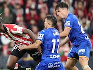 Nico Williams, Adrián Liso y Kiko Femenía en el Athletic-Getafe.