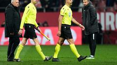 Gil Manzano, árbitro del Girona-Real Sociedad, al término del partido en el estadio de Montilivi.