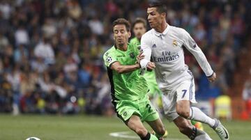 Ronaldo (right) in action for Real against Sporting on matchday one, when Los Blancos needed a late fightback to beat the Lisbon club.