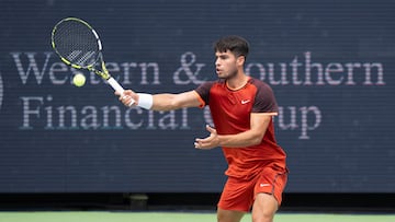 Alcaraz durante su partido ante Gael Monfils en Cincinnati 2024