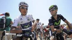 Nairo Quintana y Alejandro Valverde, compa&ntilde;eros en el Movistar Team. 