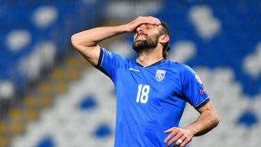 Vedat Muriqi, en el partido de Kosovo ante Suecia.