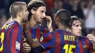 <strong>TRIUNFO Y ESTRENO.</strong> Zlatan marcó su primer gol como jugador del Barcelona en una noche plácida para el Barcelona.