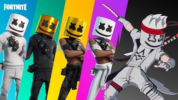 Arte oficial de los skins de Marshmello en Fortnite