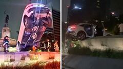 VIDEO: Así fue como un auto choca y se sube a la fuente de la Diana Cazadora en Paseo de la Reforma