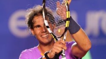 El tenista español Rafael Nadal celebra su victoria ante el argentino Diego Schwartzman por 6-2 y 6-2.