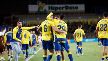 05/10/2025 FUTBOL SEGUNDA DIVISION TEMPORADA 25/26 PARTIDO UD LAS PALMAS - CADIZ gol de sergio barcia