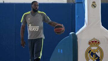 KC Rivers, en un entrenamiento del Real Madrid. 