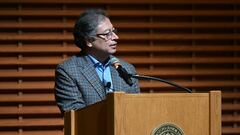 STANFORD, CA - APRIL 18: Colombian President Gustavo Petro delivers remarks during the meeting of a conversation on a perspective from Latin America on the critical issues of environmental and social justice at CEMEX Auditorium of Stanford University in California, United States on April 18, 2023. (Photo by Tayfun Coskun/Anadolu Agency via Getty Images)