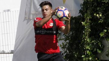 Fran Beltrán, durante un entrenamiento del Rayo.