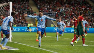 0-1. Álvaro Morata celebra el primer gol.