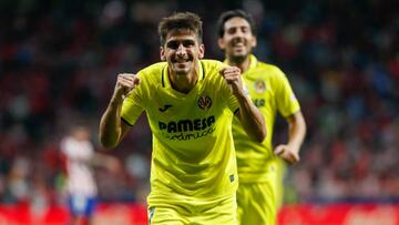 Gerard Moreno celebra la victoria del Villarreal en el Metropolitano.