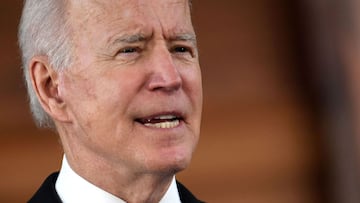 (FILES) In this file photo US President Joe Biden speaks during a listening session with Georgia Asian American and Pacific Islander community leaders at Emory University in Atlanta, Georgia on March 19, 2021. - After two months of plain sailing Joe Biden