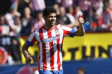 Diego Costa celebra su gol (1-0) que adelant&oacute; al Atl&eacute;tico de Madrid frente al Granada.