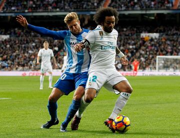 Keko y Marcelo, en un Real Madrid-Málaga (17-18).