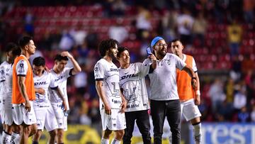 Cesar Huerta of Pumas during the 17th round match between Queretaro and Pumas UNAM as part of the Torneo Clausura 2024 Liga BBVA MX at La Corregidora Stadium on April 26, 2024 in Santiago de Queretaro, Queretaro, Mexico.
