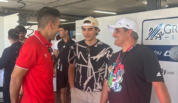 Falcao, con Juan Pablo Montoya y su hijo Sebas.