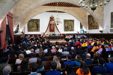 Rafa Nadal durante la ceremonia de su investidura como doctor ‘honoris causa’ por la Universidad de Salamanca. El tenista ha sido distinguido por su “resiliencia, humildad, disciplina, esfuerzo y trabajo en equipo”.